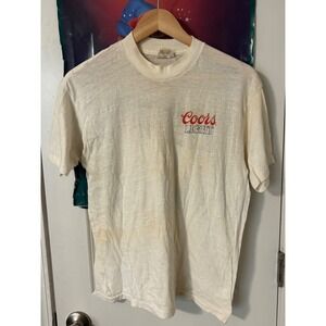 Vintage 70s Coors Light Shirt Mens Large The Silver Bullet Beer Graphic White